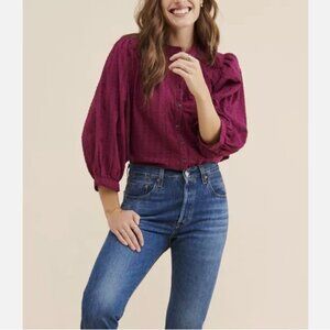 Anthropologie Pilcro and the Letterpress Half Sleeve Button Down Shirt Size XS